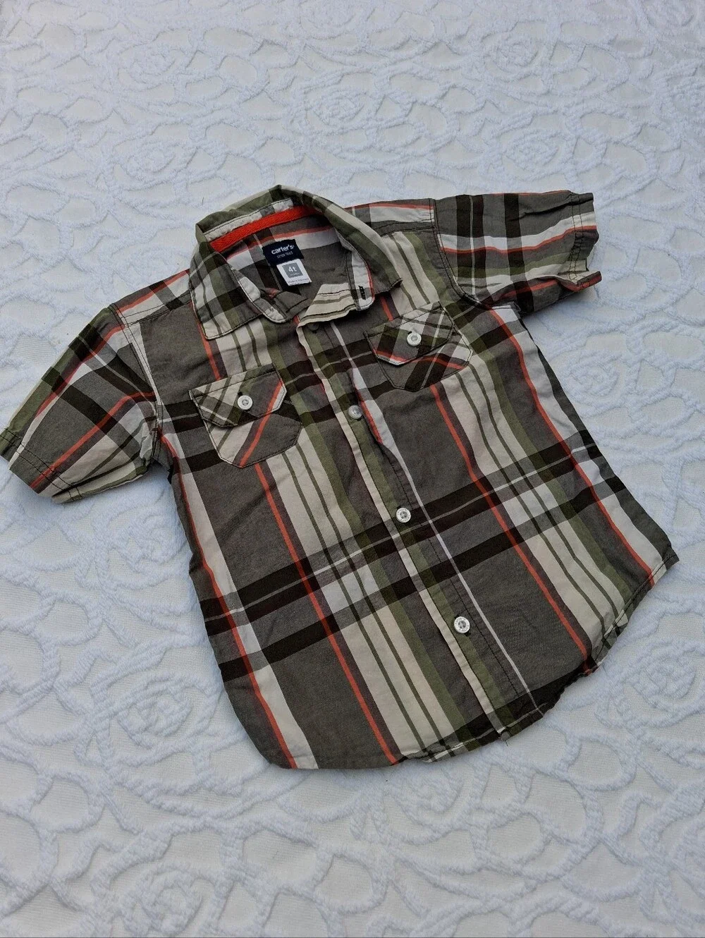 Blue Plaid Short-Sleeve Button-Down Shirts Size 4T